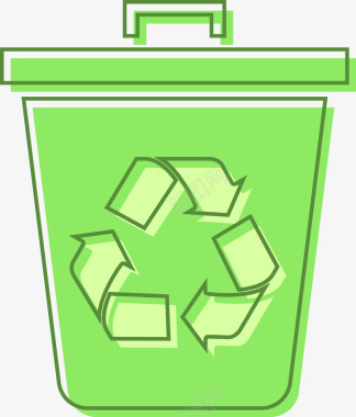 绿色环保垃圾桶图标矢量图图标