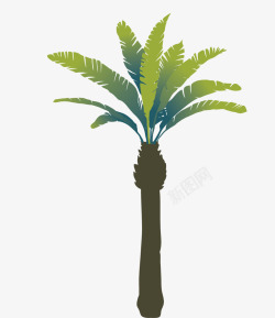 创意水彩海岛椰树装饰插画素材