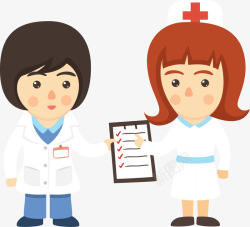 卡通人物护士向医生汇报工作素材