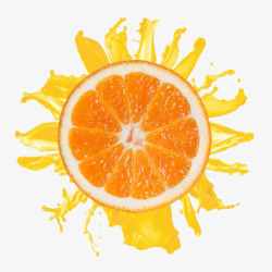 橘黄色飞溅的橙汁素材