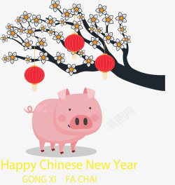 中国灯笼猪年春节矢量图素材