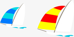 卡通夏日帆船手绘素材