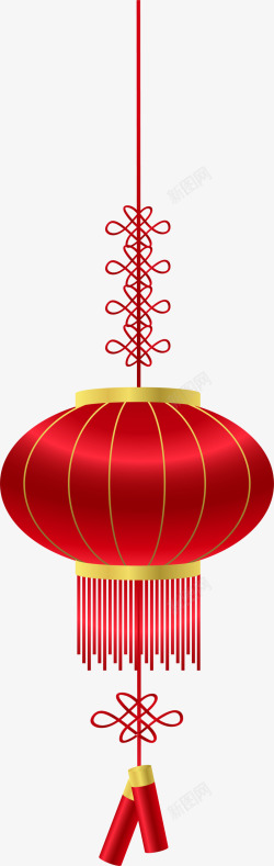 中国结扁平新年挂饰春节红色灯笼挂饰高清图片