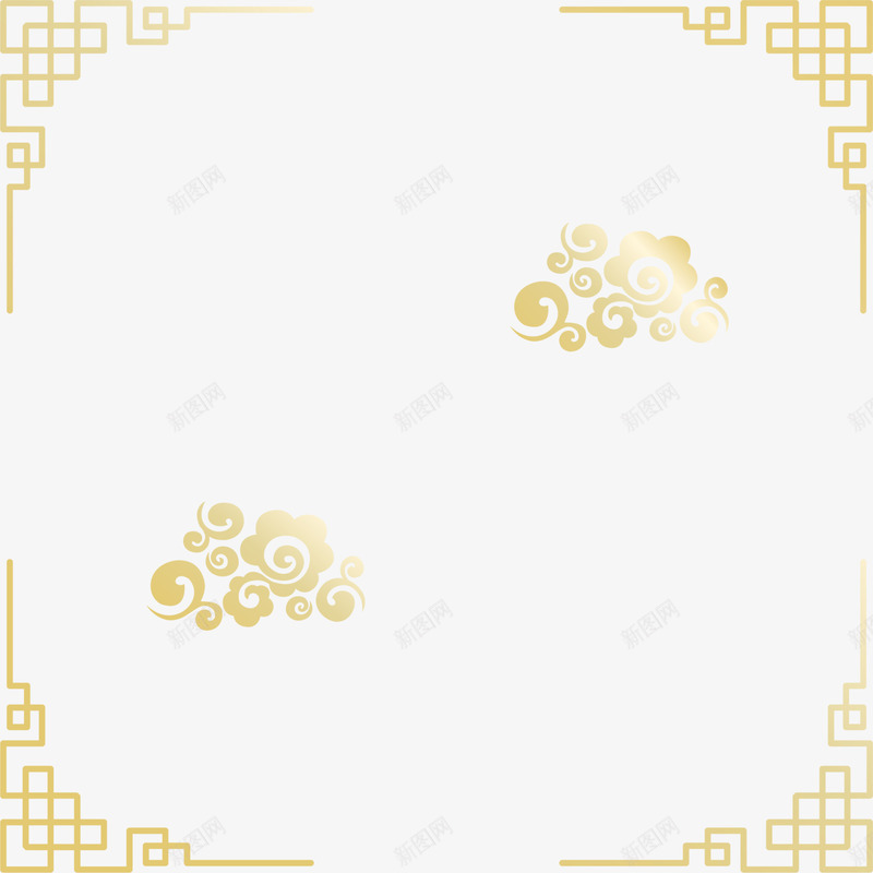 春节金色祥云边框png免抠素材_88icon https://88icon.com 大气 奢华 春节边框 金色光晕 金色祥云 金色边框