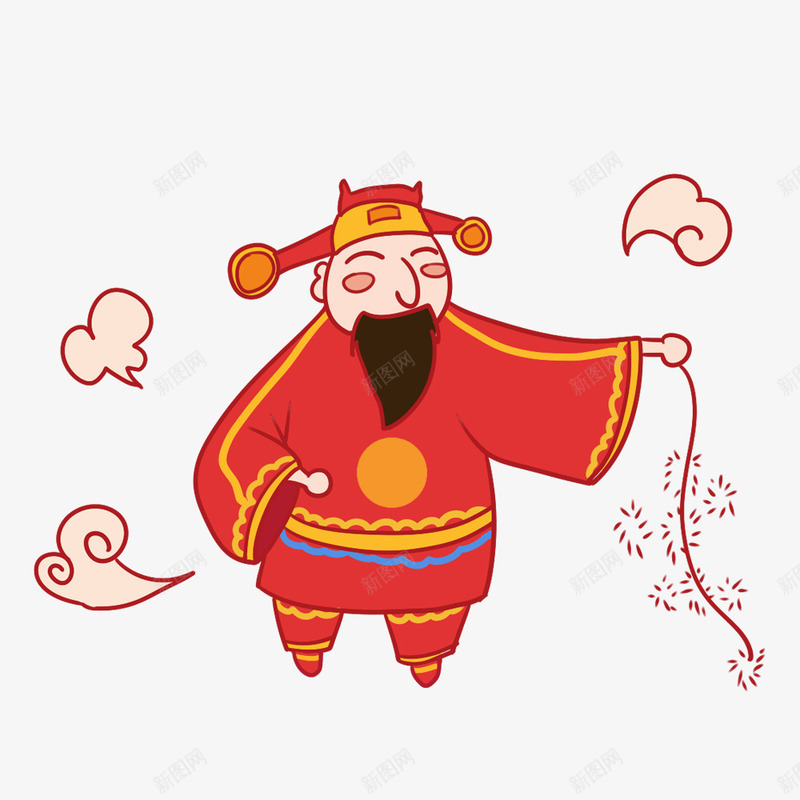 卡通手绘财神新年png免抠素材_88icon https://88icon.com 喜庆 招财进宝 新年大吉 新年快乐 春节 财神 财神到 过年