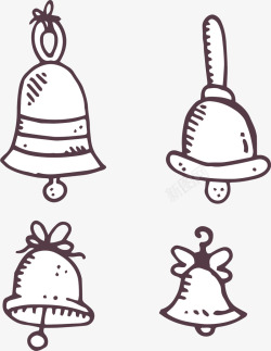 圣诞节卡通手绘铃铛矢量图素材