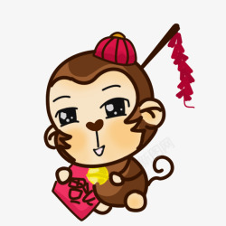 猴子卡通猴子鞭炮福春节素材