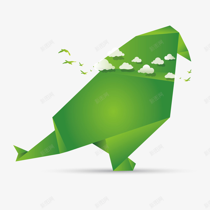 绿色折纸小鸟动物环保矢量图ai免抠素材_88icon https://88icon.com 动物 小鸟 折纸 环保 绿色 矢量图