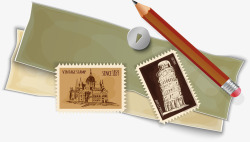 欧式复古信封邮票矢量图素材