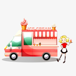 冰淇淋冷饮流动餐车矢量图素材