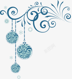 蓝色圣诞树挂件素材