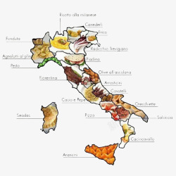 意大利美食分布展示图素材