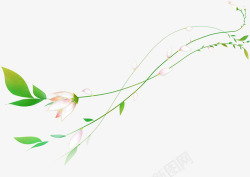 手绘卡通粉色花朵春节枝条素材