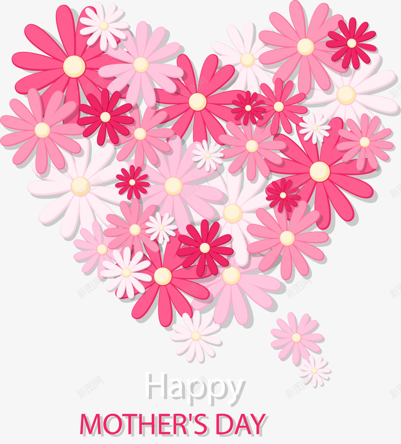 母亲节快乐花朵爱心png免抠素材_88icon https://88icon.com Day Happy Mothers 母亲节快乐 红色花朵 美丽爱心 花朵爱心
