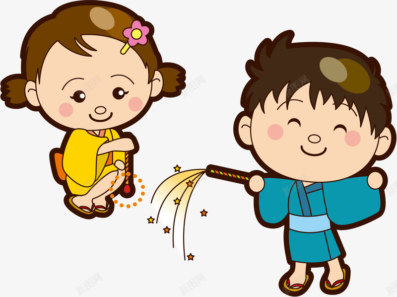 过春节的孩子png免抠素材_88icon https://88icon.com 和服 孩子 春节 浴衣 烟火