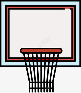 篮球筐卡通扁平化篮框图标图标