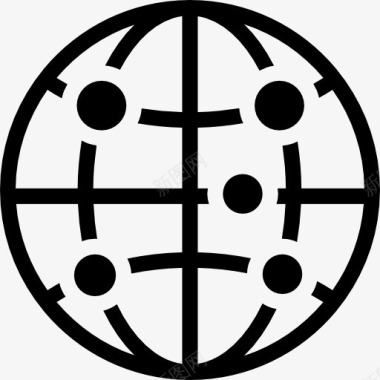 地球圆形标志点线网图标图标