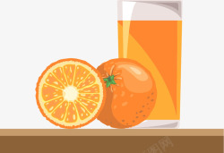 扁平化鲜榨橙汁矢量图素材