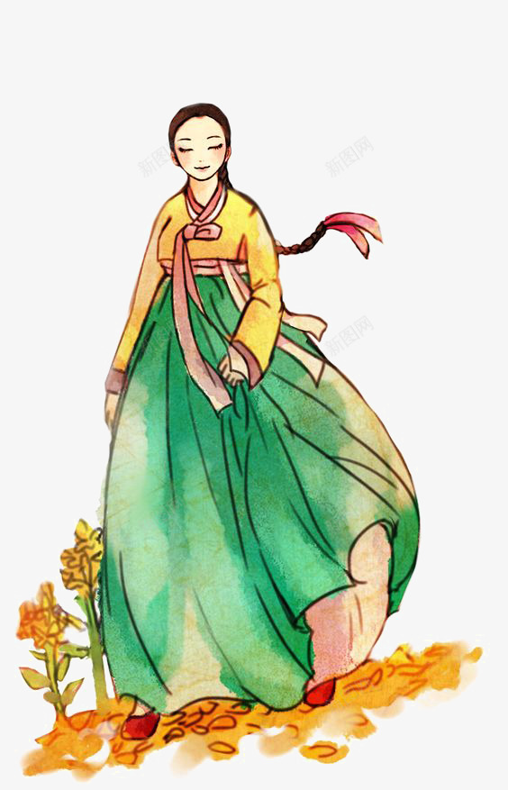 民族风女生png免抠素材_88icon https://88icon.com 卡通 手绘 汉服 长裙