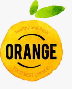 柠檬橙汁手绘标签矢量图素材