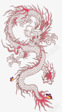 中国风雅致的龙线描图标图标