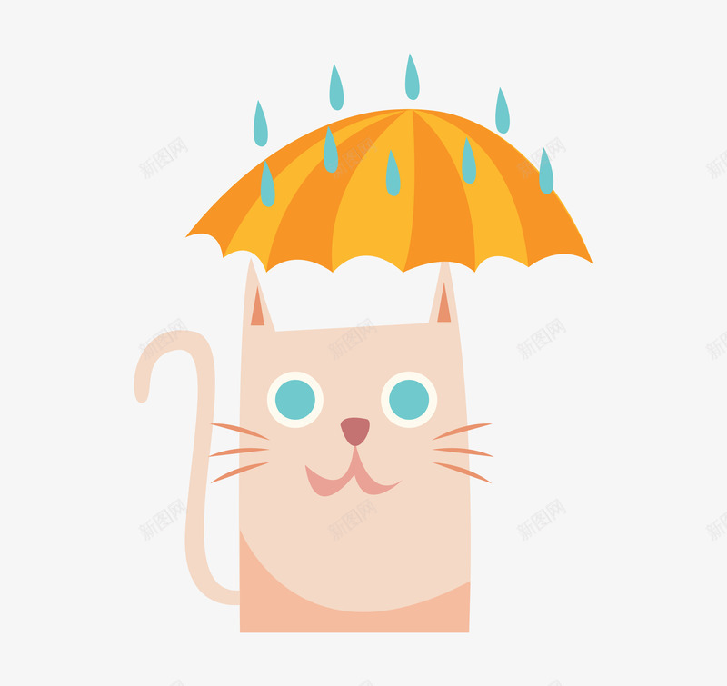 手绘打伞的小猫咪png免抠素材_88icon https://88icon.com 动物 卡通手绘 可爱 宠物 小猫 水彩 雨伞 雨滴