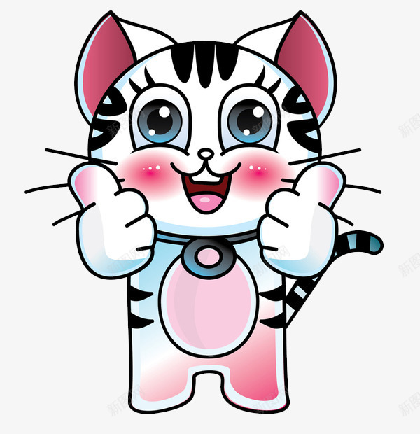 可爱卡通小花猫png免抠素材_88icon https://88icon.com 可爱动物 小花猫 点赞 脸红