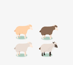 彩色草地上的小羊卡通动物素材