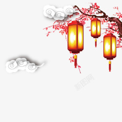 红色春节灯笼悬挂装饰素材