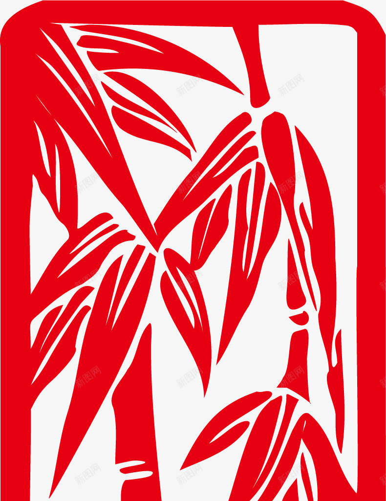 红色竹子png免抠素材_88icon https://88icon.com 中式 竹子 红色 红色剪纸花 红色剪纸花卉 红色剪纸花环 红色剪纸花边