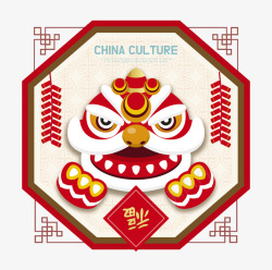 中国风舞狮装饰图素材