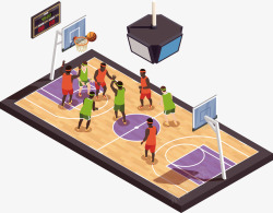 篮球比赛场景矢量图素材