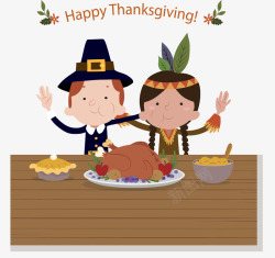 感恩大餐卡通感恩节和谐的大餐高清图片