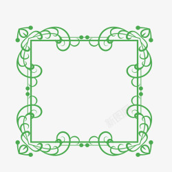 绿色方形花边线条相框素材