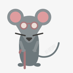 灰色卡通动物老鼠矢量图素材