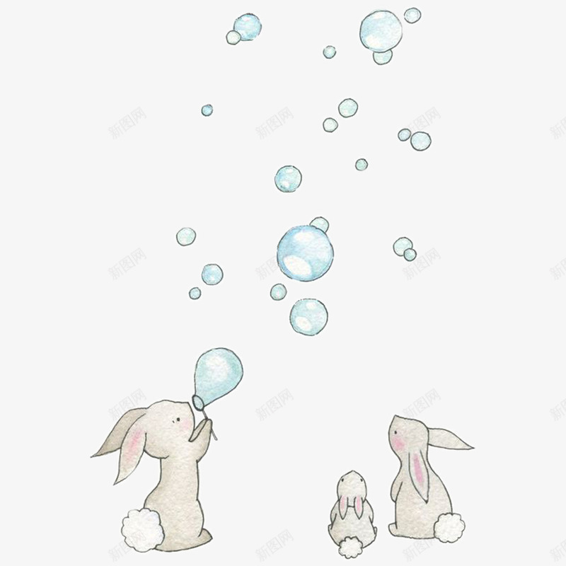 手绘兔子吹泡泡png免抠素材_88icon https://88icon.com 兔子 兔子简笔画 动物 吹泡泡 圆圈 气泡 水彩 水彩泡泡 泡沫 泡泡 漂浮 球体 蓝色
