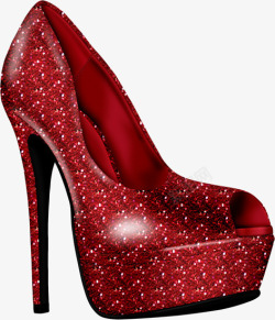 红色亮晶晶女士高跟鞋素材