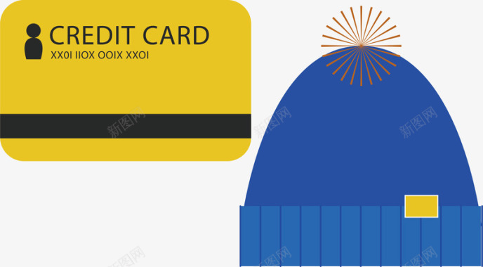 icon蓝色帽子卡片旅游常备物品小图标矢量图图标