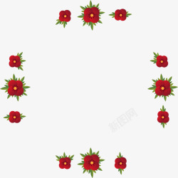 红色美丽立体花朵框架素材