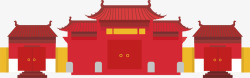 春节红色宫殿大门素材