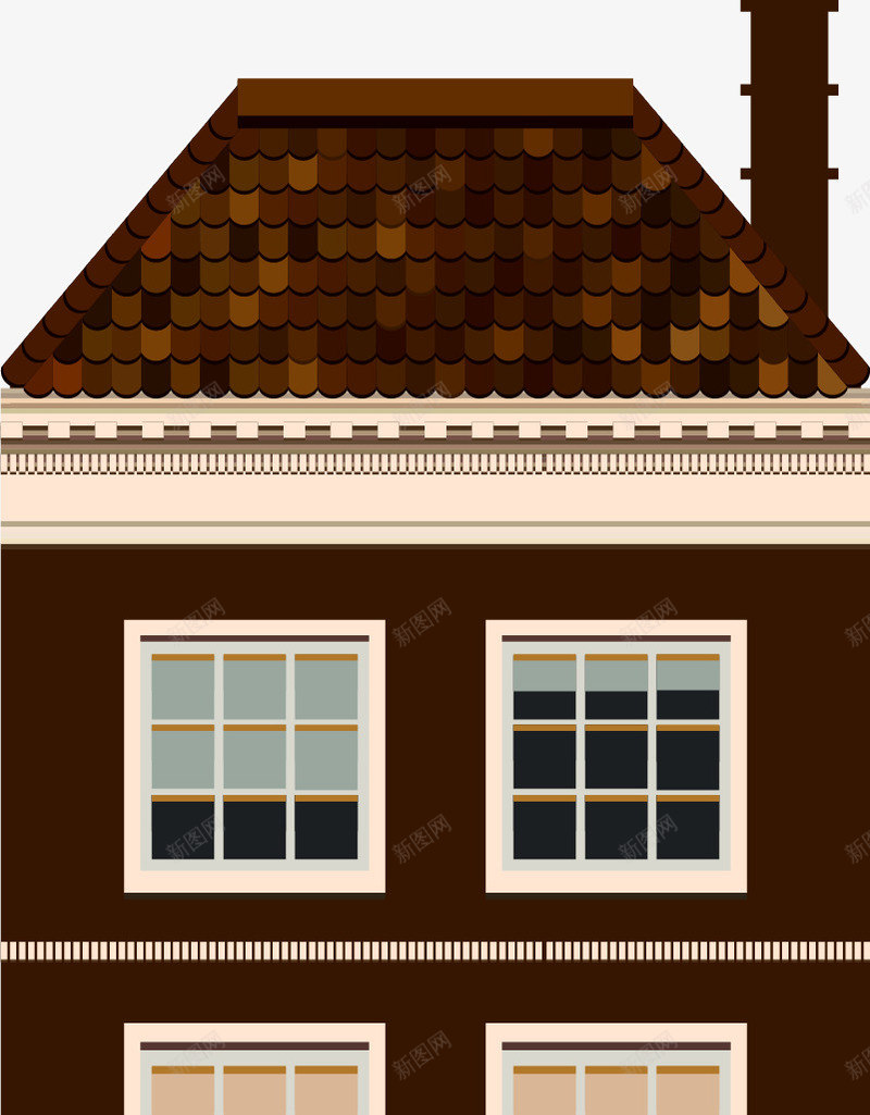 卡通棕色房屋png免抠素材_88icon https://88icon.com 卡通 屋顶 房屋 棕色 烟囱 砖头 窗户 纹路