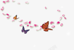 花瓣蝴蝶环漂浮装饰素材