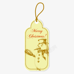 手绘圣诞节黄色吊牌装饰素材