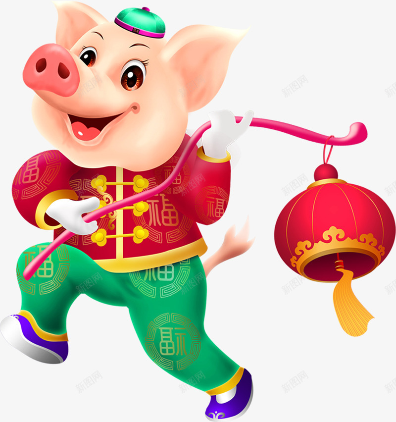 手提灯笼的卡通小猪PSDpng免抠素材_88icon https://88icon.com 2019 一只小猪 农历新年 卡通 吉祥 喜庆 小猪 快乐 新年 春节 灯笼 猪 猪年 财神