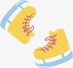 黄色可爱冬季滑冰鞋矢量图素材