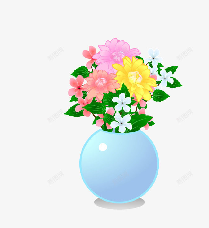 美丽花瓶png免抠素材_88icon https://88icon.com 卡通 彩色 矢量花瓶 花朵 花瓶