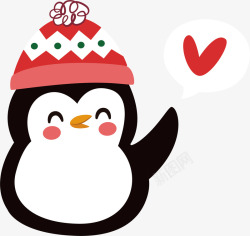可爱的圣诞节小企鹅矢量图素材
