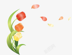 彩色手绘花卉漂浮花瓣素材