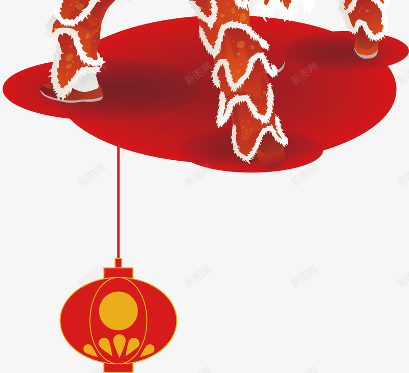 新年红色中国风装饰舞狮矢量图ai免抠素材_88icon https://88icon.com 中国风 年节 春节 欢庆节日 狮子 狮子头 矢量png 红色 舞狮 闹新春 矢量图