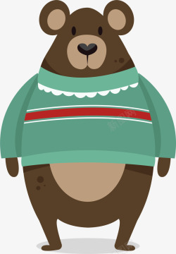 穿绿毛衣的冬天大熊矢量图素材